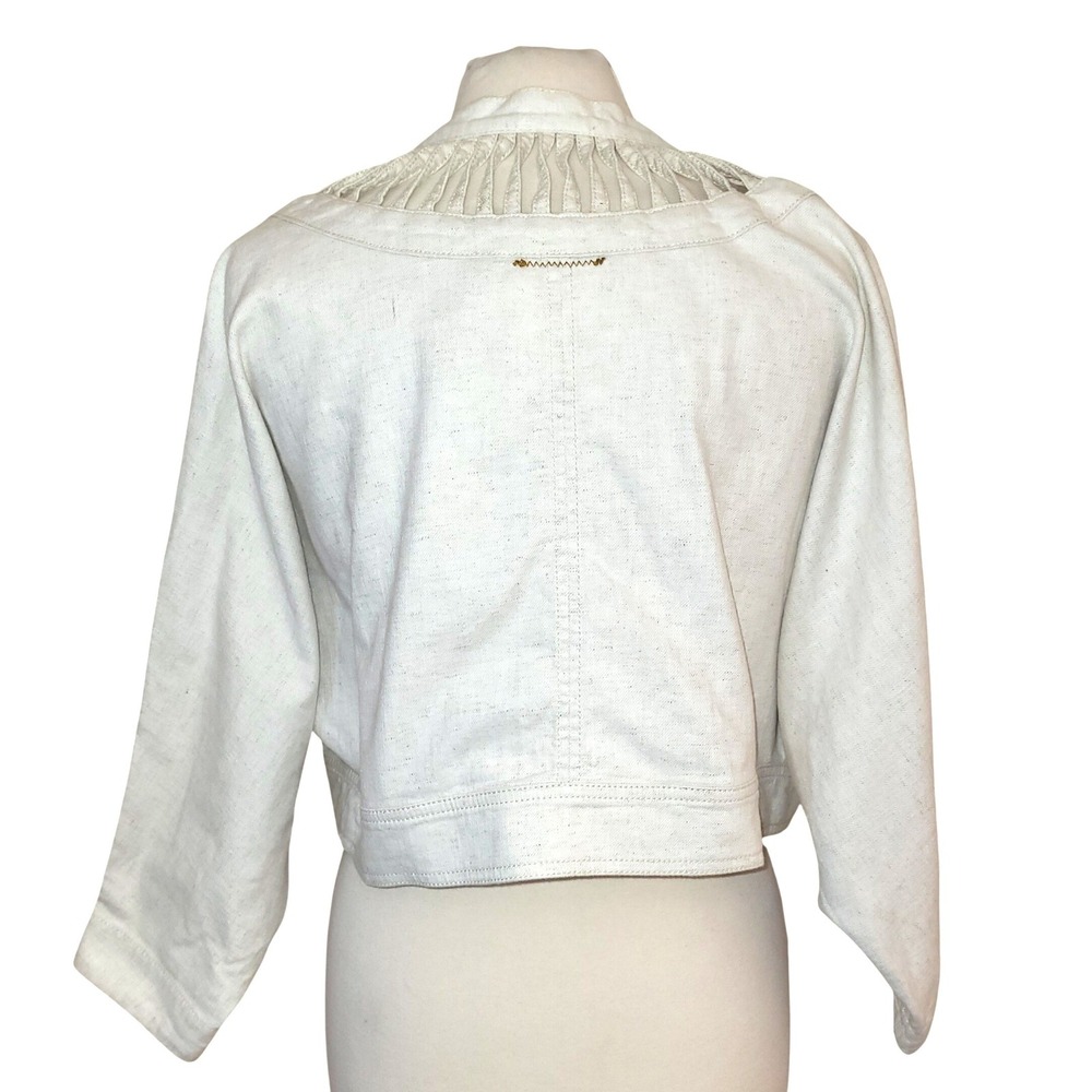 Anthropologie Hei Hei Cropped Ladder Cutout Ivory Oatmeal Open Jacket XS / S - Picture 4 of 8